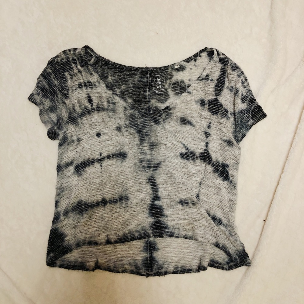 ME TO WE PACSUN grey tie-dye top
